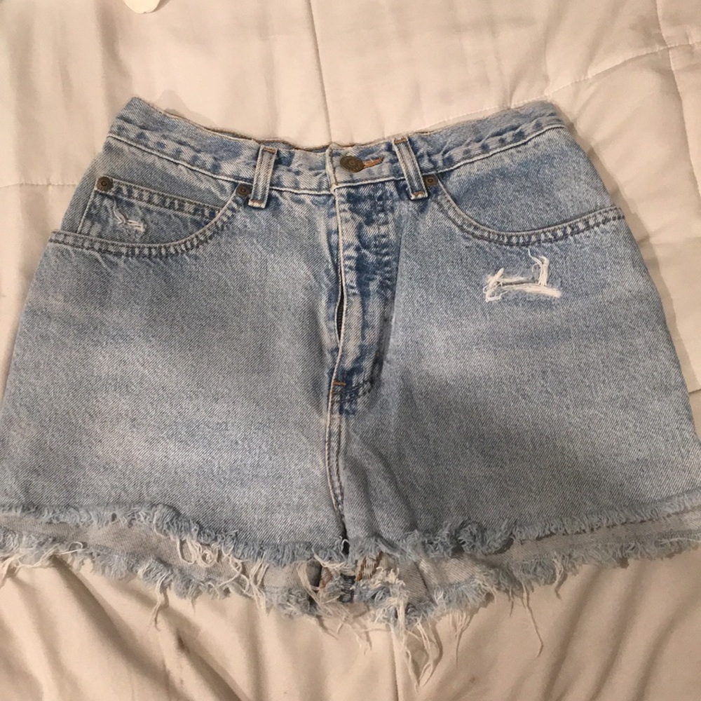 High waisted denim shorts
